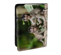 EdWal Joli étui de passeport en cuir avec porte-cartes imprimé petits singes pour homme et femme, Noir , Taille unique