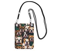 EdWal Joli sac à bandoulière imprimé bouledogue anglais pour femme, mini porte-monnaie pour téléphone, joli portefeuille pour téléphone, cadeau de randonnée, voyage, Noir , Taille unique