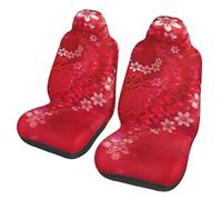 EdWal Lot de 2 housses de siège avant imprimées de cœurs et de fleurs pour la Saint-Valentin, faciles à installer, ensemble d'accessoires de voiture, camions, SUV