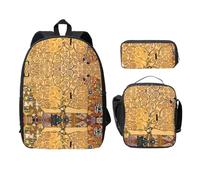 EdWal Lot de 3 sacs à dos à imprimé arbre de vie avec trousse à déjeuner, trousse à crayons, sac à livres léger pour l'école intermédiaire, Noir , Taille unique