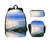 EdWal Niagara Falls Lot de 3 sacs à dos légers avec trousse à déjeuner et trousse à crayons pour l'école intermédiaire, Noir , Taille unique
