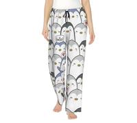 EdWal Pantalon de pyjama léger pour femme imprimé pingouin mignon - Pantalon de nuit polyvalent doux et respirant S-3xl, Noir , S