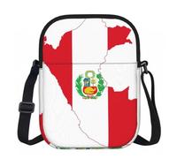 Edwal Petit sac à bandoulière imperméable avec sangle réglable pour femme avec drapeau du Pérou