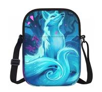 Edwal Petit sac à bandoulière imperméable avec sangle réglable pour femme avec imprimé renard bleu magique