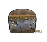 EdWal Porte-cartes de crédit unisexe en cuir avec imprimé canards sauvages chasseurs volants pour homme et femme, blanc, Taille unique
