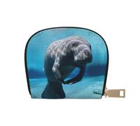 EdWal Porte-cartes en cuir unisexe avec imprimé lamantin d'animaux marins mignons pour homme et femme, blanc, Taille unique