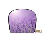 EdWal Porte-cartes romantique violet lavande imprimé porte-cartes unisexe pour homme et femme en cuir porte-cartes fin, blanc, Taille unique