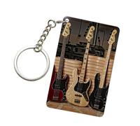 EdWal Porte-clés en acrylique imprimé guitare basse Instruments de musique Accessoires pour clés de voiture, sacs, pendentifs