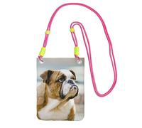 EdWal Sac à bandoulière amusant avec imprimé bouledogue anglais pour femme, mini sac à main pour téléphone, joli portefeuille pour téléphone, cadeau de randonnée, voyage, Fuchsia, Taille unique