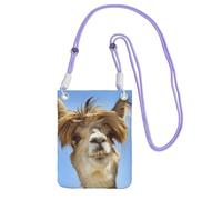 EdWal Sac à bandoulière amusant avec imprimé lama alpaga pour femme, mini porte-monnaie pour téléphone, joli portefeuille pour téléphone, cadeau de randonnée, voyage, violet, Taille unique