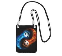 EdWal Sac à bandoulière cool imprimé ballon de football pour femme, mini porte-monnaie pour téléphone, joli portefeuille pour téléphone, pour randonnée, cadeau de voyage, Noir , Taille unique
