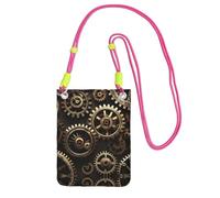 EdWal Sac à bandoulière cool steampunk imprimé engrenages pour femme, mini porte-monnaie pour téléphone, joli portefeuille pour téléphone, pour la randonnée, le voyage, Fuchsia, Taille unique