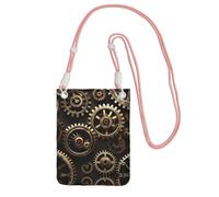 EdWal Sac à bandoulière cool steampunk imprimé engrenages pour femme, mini porte-monnaie pour téléphone, joli portefeuille pour téléphone, pour la randonnée, le voyage, rose, Taille unique
