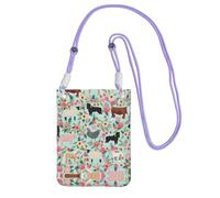 EdWal Sac à bandoulière imprimé animal de la ferme pour femme, mini sac à main pour téléphone, joli portefeuille pour téléphone, cadeau de randonnée, voyage, violet, Taille unique