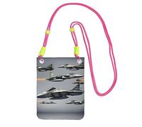 EdWal Sac à bandoulière imprimé avions de chasse pour femme, mini porte-monnaie pour téléphone, joli portefeuille pour téléphone, cadeau de randonnée, voyage, Fuchsia, Taille unique