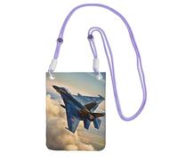 EdWal Sac à bandoulière imprimé avions de chasse pour femme, mini porte-monnaie pour téléphone, joli portefeuille pour téléphone, cadeau de randonnée, voyage, violet, Taille unique