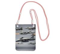 EdWal Sac à bandoulière imprimé avions de chasse pour femme, mini porte-monnaie pour téléphone, joli portefeuille pour téléphone, cadeau de randonnée, voyage, rose, Taille unique