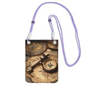 EdWal Sac à bandoulière imprimé boussole et carte du monde pour femme, mini porte-monnaie pour téléphone, joli portefeuille pour téléphone, cadeau de randonnée, voyage, violet, Taille unique