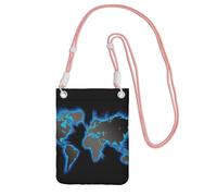 EdWal Sac à bandoulière imprimé carte du monde pour femme, mini sac à main pour téléphone, joli portefeuille pour téléphone, cadeau de randonnée, voyage, rose, Taille unique