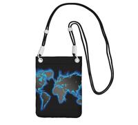 EdWal Sac à bandoulière imprimé carte du monde pour femme, mini sac à main pour téléphone, joli portefeuille pour téléphone, cadeau de randonnée, voyage, Noir , Taille unique