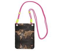 EdWal Sac à bandoulière imprimé carte du monde rouille pour femme, mini sac à main pour téléphone, joli portefeuille pour téléphone, cadeau de randonnée, voyage, Fuchsia, Taille unique