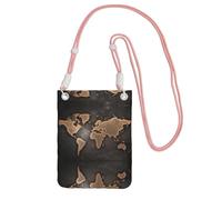EdWal Sac à bandoulière imprimé carte du monde rouille pour femme, mini sac à main pour téléphone, joli portefeuille pour téléphone, cadeau de randonnée, voyage, rose, Taille unique