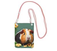 EdWal Sac à bandoulière imprimé cochon d'Inde pour femme, mini porte-monnaie pour téléphone, joli portefeuille pour téléphone, pour randonnée, voyage, rose, Taille unique