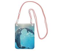 EdWal Sac à bandoulière imprimé dauphin d'hiver pour femme, mini porte-monnaie pour téléphone, joli portefeuille pour téléphone, cadeau de randonnée, voyage, rose, Taille unique