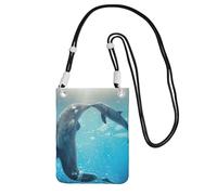 EdWal Sac à bandoulière imprimé dauphin d'hiver pour femme, mini porte-monnaie pour téléphone, joli portefeuille pour téléphone, cadeau de randonnée, voyage, Noir , Taille unique