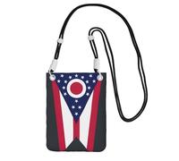 EdWal Sac à bandoulière imprimé drapeau de l'État de l'Ohio pour femme, mini porte-monnaie pour téléphone, joli portefeuille pour téléphone, cadeau de randonnée, voyage, Noir , Taille unique