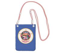 EdWal Sac à bandoulière imprimé drapeau de l'État du Minnesota pour femme, mini porte-monnaie pour téléphone, joli portefeuille pour téléphone, cadeau de randonnée, voyage, rose, Taille unique