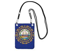 EdWal Sac à bandoulière imprimé drapeau de l'État du New Hampshire pour femme, mini porte-monnaie pour téléphone, joli portefeuille pour téléphone, cadeau de randonnée, voyage, Noir , Taille unique