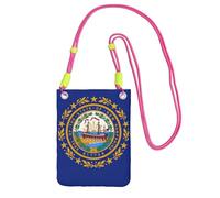 EdWal Sac à bandoulière imprimé drapeau de l'État du New Hampshire pour femme, mini porte-monnaie pour téléphone, joli portefeuille pour téléphone, cadeau de randonnée, voyage, Fuchsia, Taille unique