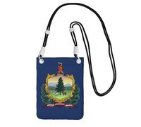 EdWal Sac à bandoulière imprimé drapeau de l'État du Vermont pour femme, mini porte-monnaie pour téléphone, joli portefeuille pour téléphone, pour la randonnée, le voyage, Noir , Taille unique