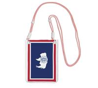 EdWal Sac à bandoulière imprimé drapeau de l'État du Wyoming pour femme, mini porte-monnaie pour téléphone, joli portefeuille pour téléphone, cadeau de randonnée, voyage, rose, Taille unique