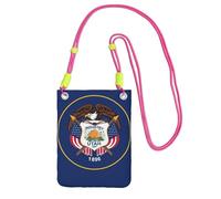 EdWal Sac à bandoulière imprimé drapeau de l'Utah pour femme, mini porte-monnaie pour téléphone, joli portefeuille pour téléphone, cadeau de randonnée, voyage, Fuchsia, Taille unique