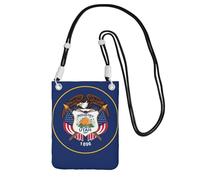 EdWal Sac à bandoulière imprimé drapeau de l'Utah pour femme, mini porte-monnaie pour téléphone, joli portefeuille pour téléphone, cadeau de randonnée, voyage, Noir , Taille unique