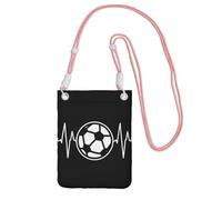 EdWal Sac à bandoulière imprimé « I Love Soccer » pour femme, mini porte-monnaie pour téléphone, cadeau de randonnée, voyage, rose, Taille unique