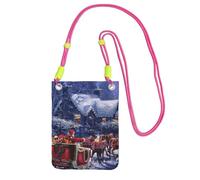EdWal Sac à bandoulière imprimé Père Noël et cerf pour femme, mini porte-monnaie pour téléphone, joli portefeuille pour téléphone, cadeau de randonnée, voyage, Fuchsia, Taille unique