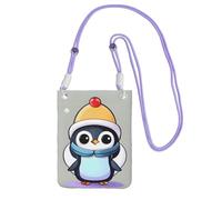 EdWal Sac à bandoulière imprimé pingouin mignon pour femme, mini porte-monnaie pour téléphone, joli portefeuille pour téléphone, cadeau de randonnée, voyage, violet, Taille unique