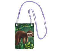 EdWal Sac à bandoulière mignon et amusant avec motif paresseux se relaxant sur l'arbre de la jungle pour femme, mini porte-monnaie pour téléphone, cadeau de randonnée, voyage, violet, Taille unique
