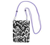 EdWal Sac à bandoulière noir et blanc imprimé ballon de football pour femme, mini porte-monnaie pour téléphone, joli portefeuille pour téléphone, cadeau de randonnée, voyage, violet, Taille unique