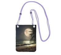 EdWal Sac à bandoulière pour femme, motif plage tropicale, palmier avec pleine lune et nuit étoilée, pour femme, mini porte-monnaie, joli portefeuille pour téléphone, cadeau de randonnée, voyage