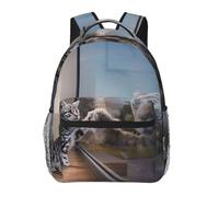 EdWal Sac à dos de randonnée pour ordinateur portable avec imprimé tigre et chat réfléchissant pour homme et femme, sac à dos étanche, facile à nettoyer, sac de voyage