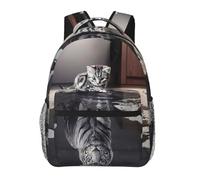 EdWal Sac à dos de randonnée pour ordinateur portable avec photos de chat et grand tigre pour homme et femme - Sac à dos imperméable facile à nettoyer