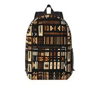 EdWal Sac à dos d'école léger avec poche pour homme et femme, tissu de boue africain, imprimé tribal, Noir , taille unique