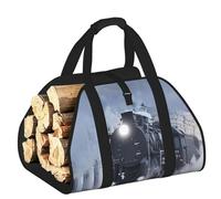 EdWal Sac de transport de bûches avec côtés ouverts pour cheminée - Motif train à vapeur - Coucher de soleil