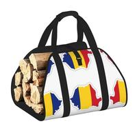 EdWal Sac de transport pour bûches avec côtés ouverts - Motif carte du drapeau de la Roumanie