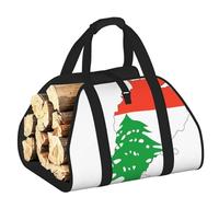 EdWal Sac de transport pour bûches avec côtés ouverts - Motif carte du drapeau du Liban - Pour cheminée, fourre-tout, accessoire de cheminée