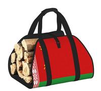 EdWal Sac de transport pour bûches avec côtés ouverts - Motif drapeau de la Biélorussie - Pour cheminée, fourre-tout, accessoire de cheminée
